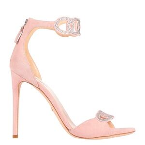 Giambattista Valli pink suede and crystal strass sandals w/ 110mm stiletto heel